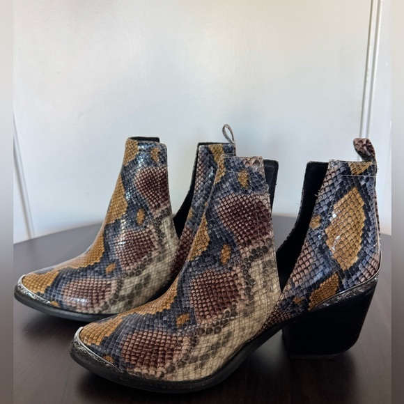 Jeffrey Campbell Snake Pattern Ankle Boots - Brown, Black, Gold - Picture 2 of 7